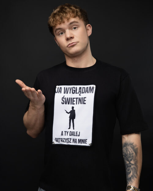 Koszulka męska czarna z Twoją napą